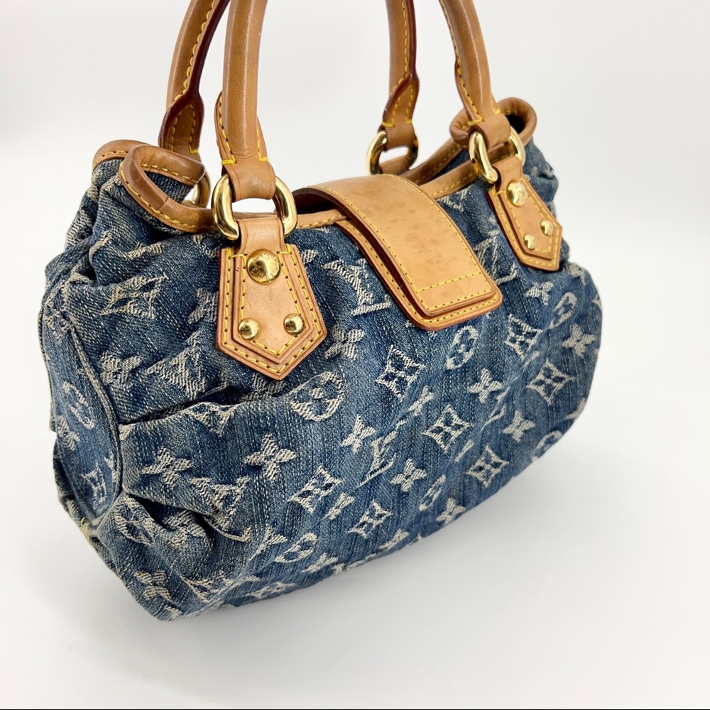 Louis Vuitton Denim Monogram Satchel with Tan Leather Trim - Picture 6 of 13